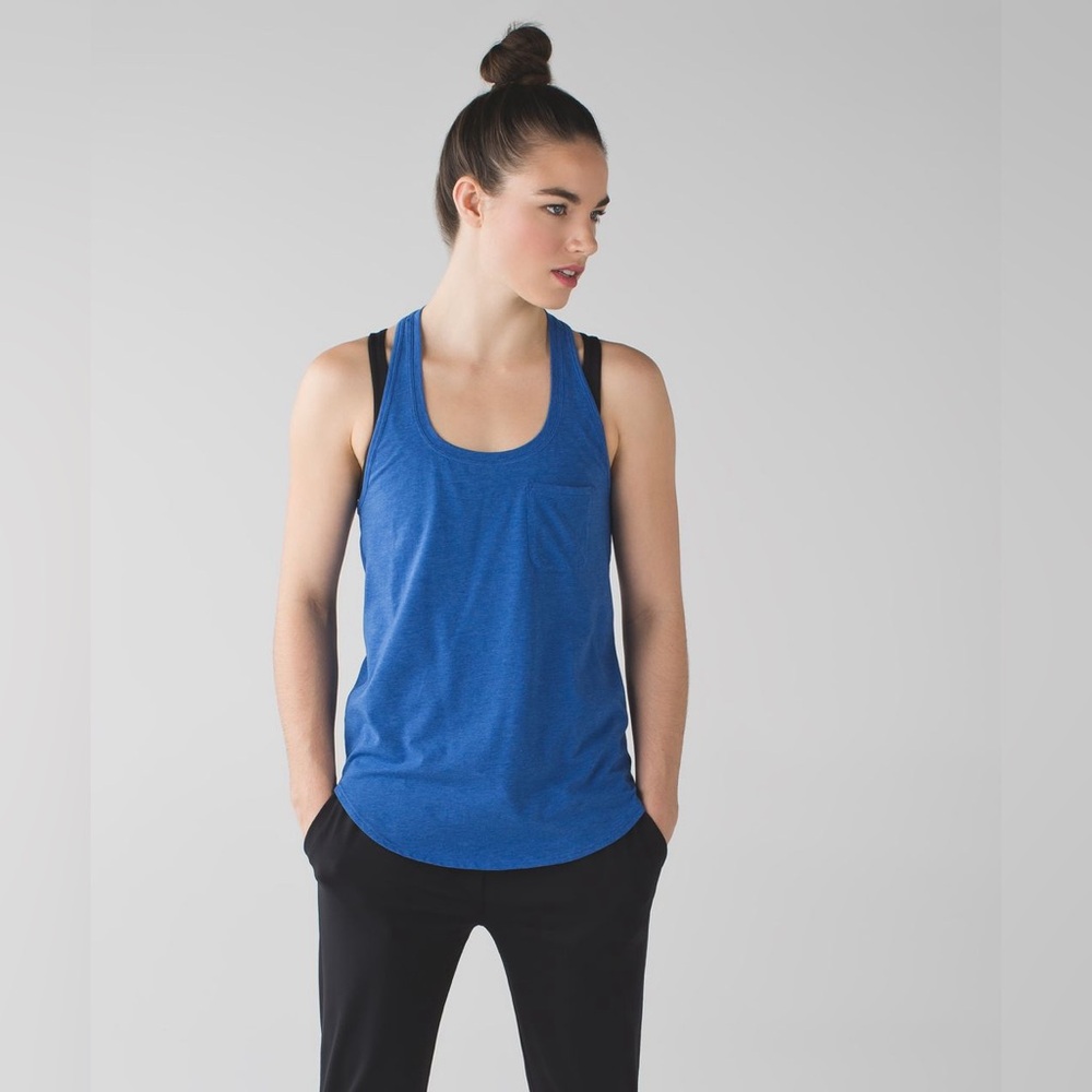 Lululemon Heathered Sprinkler Blue Yogi Racer Back III Size 6
